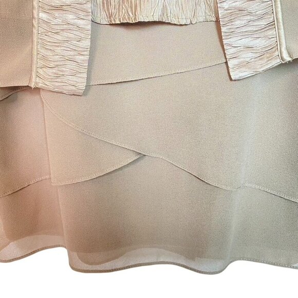 Vintage Le Bos 3-Piece Taupe Set: Sheer Jacket Shell & Skirt Size 14 Modest - Picture 5 of 10